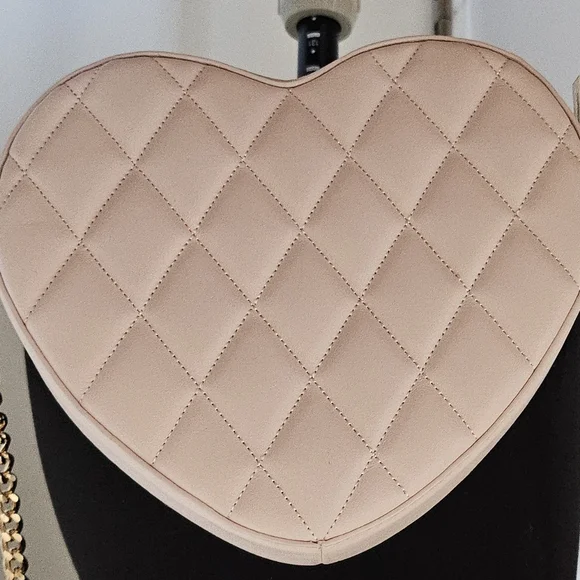 Kate Spade Love Shack Pink Quilted Heart Crossbody Bag With Gold Chain - Picture 6 of 8